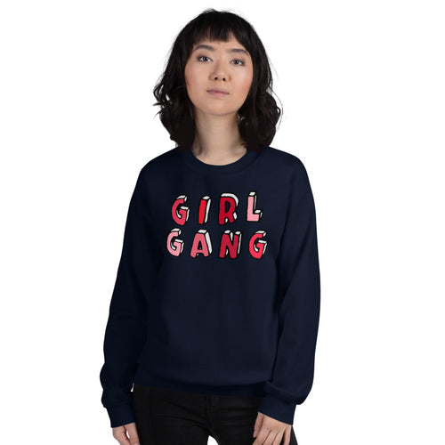 Navy Girl Gang Pullover Crewneck Sweatshirt for Women