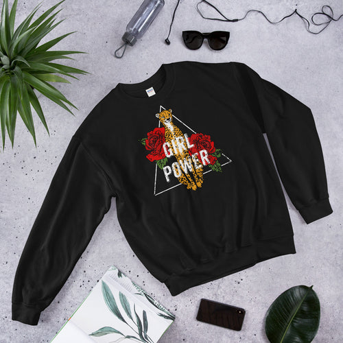 Girl Power Leopard Print Sweatshirt for Ladies