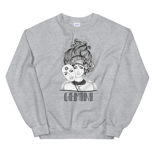 Gemini Sweatshirt | Grey Crewneck Gemini Zodiac Sweatshirt