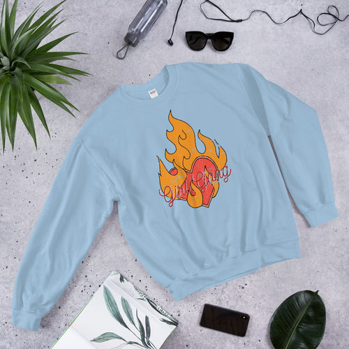 Girl gang Heart on Flame Crewneck Sweatshirt for Women