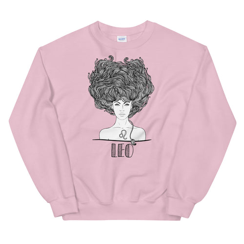 Pink Leo Zodiac Pullover Crewneck Sweatshirt for Women
