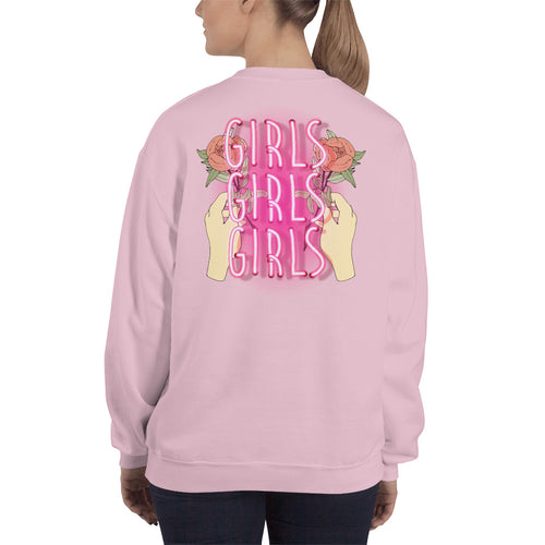 Girls Girls Girls Backprint Crewneck Sweatshirt for Women