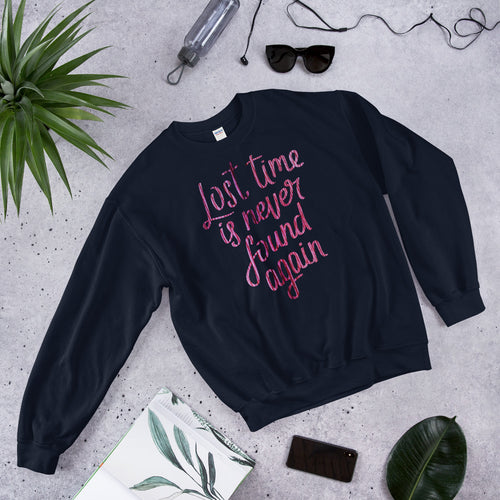 Lost Time is Never Found Again Crewneck Sweatshirt - Benjamin Franklin