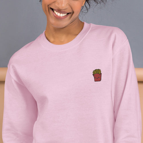 French Fries Sweatshirt Embroidered Fries Pullover Crewneck