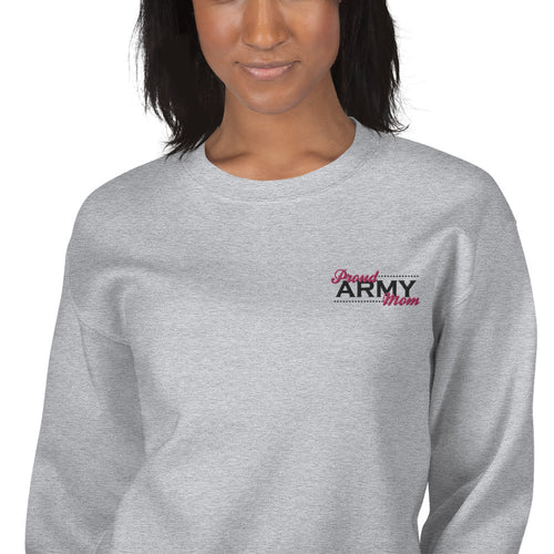 Proud Army Mom Sweatshirt Custom Embroidered Pullover Crewneck