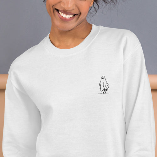 Ghost Sweatshirt Embroidered Funny Ghost Pullover Crewneck