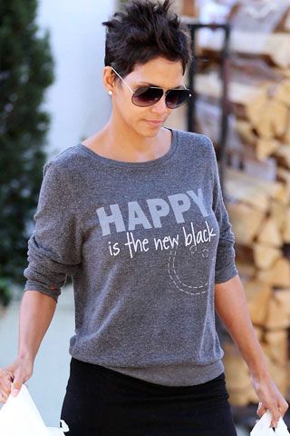 Happy is New Black Crewneck Sweatshirt for Women