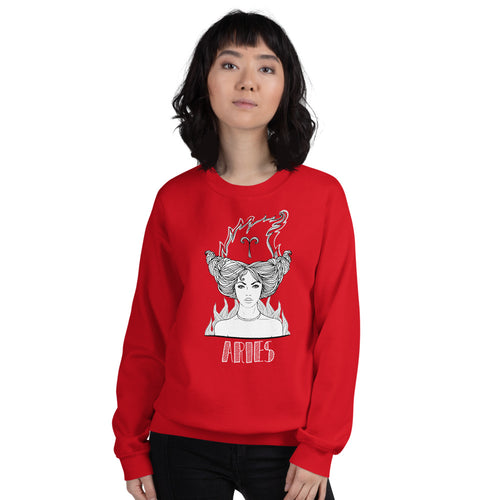 Aries Sweatshirt | Red Crewneck Aries Zodiac Pullover