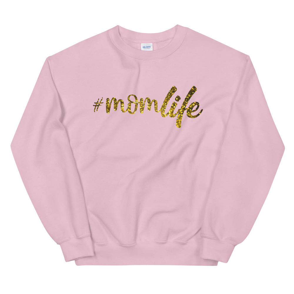 Mom life Sweatshirt | Glitter Print Momlife Hashtag Crewneck