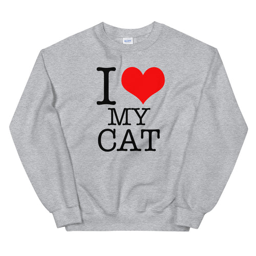 I Love My Cat Sweatshirt | Grey Pet Lover Sweatshirt for Women