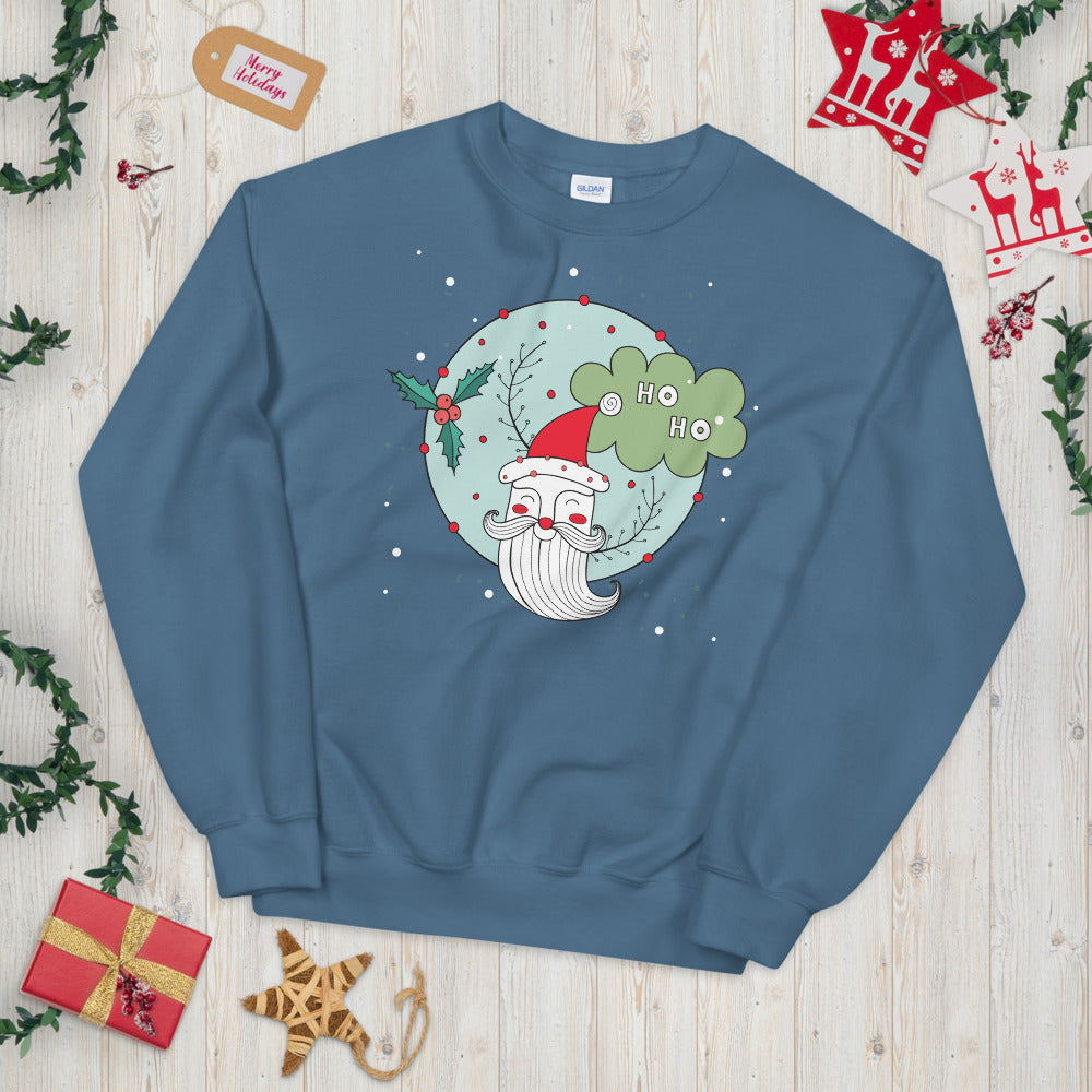Santa Claus Face Ho Ho Crewneck Sweatshirt for Women