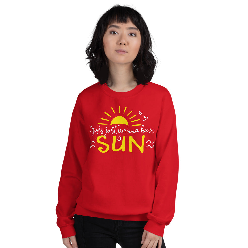 Girl Just Wanna Have Sun Sweatshirt for Women in Red Color