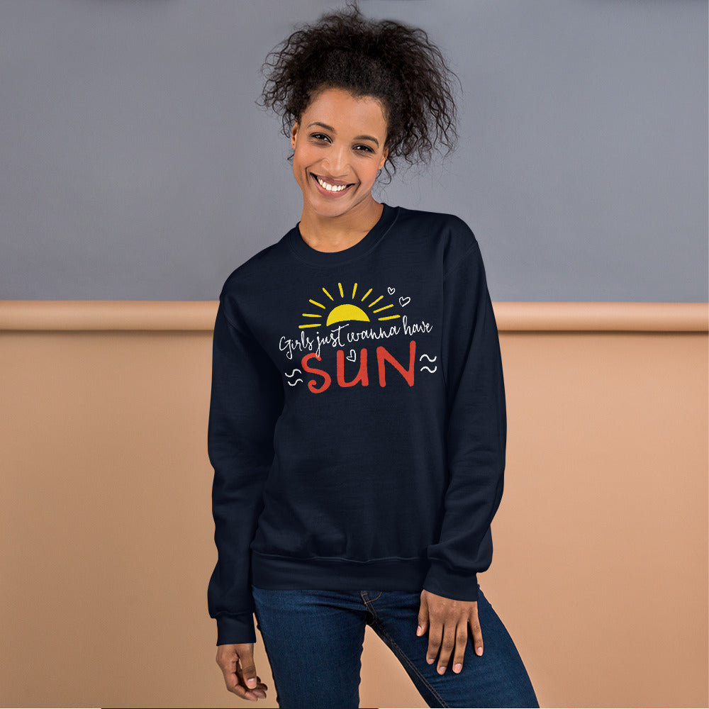 Girl Just Wanna Have Sun Sweatshirt for Women in Navy Color