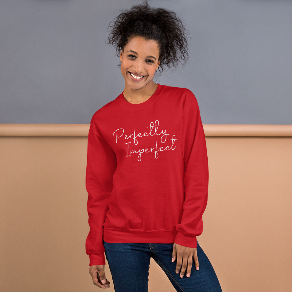 Red Perfectly Imperfect Pullover Crew Neck Sweatshirt for Women