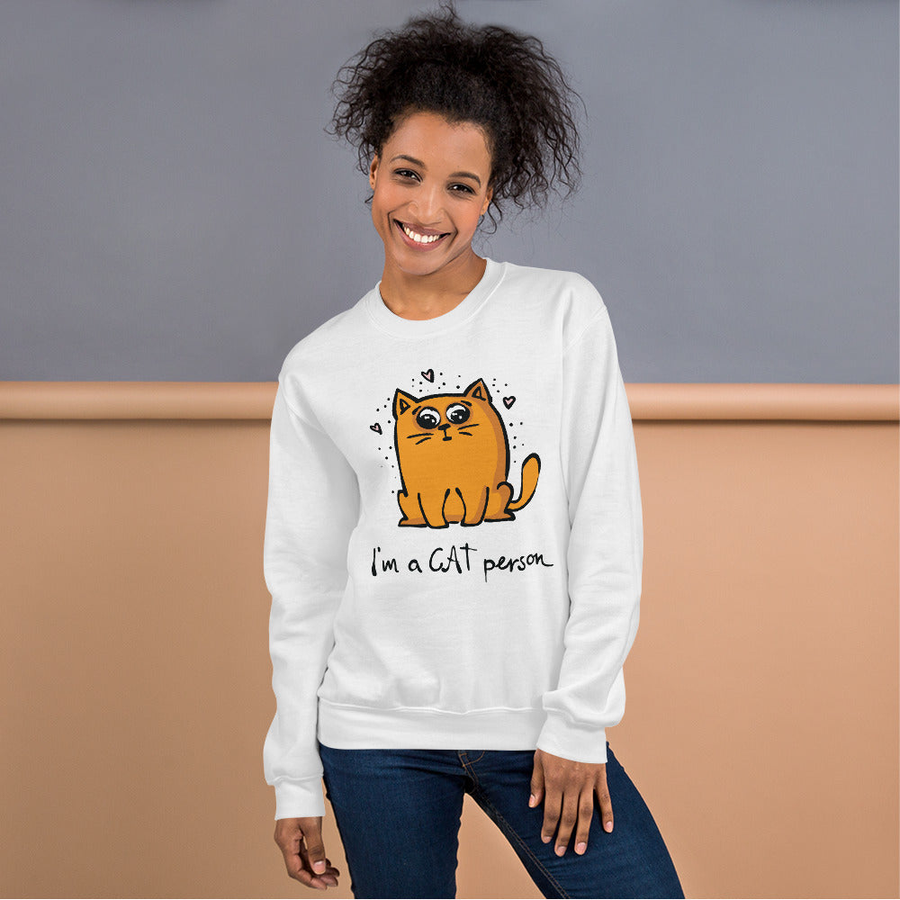 Cat Person Sweatshirt | Cute Yellow Cat Person Crewneck for Women