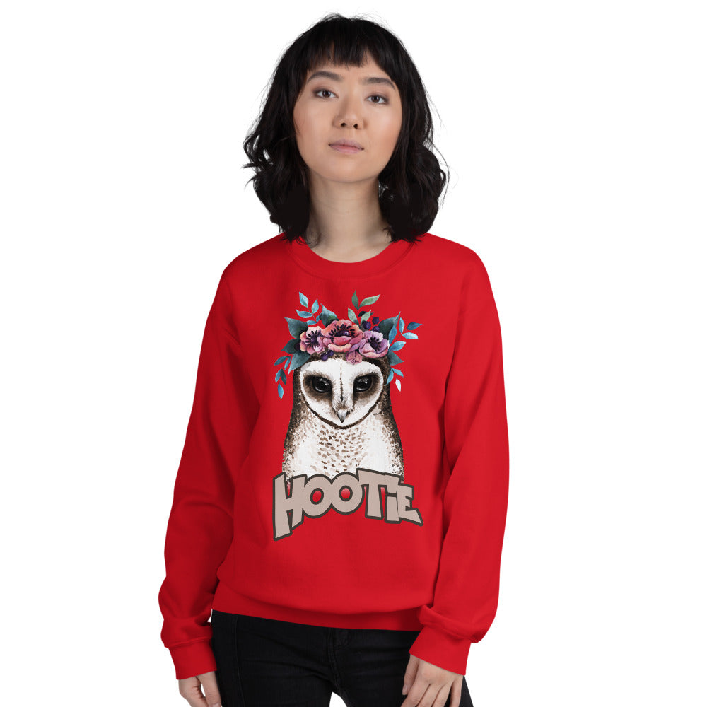 Hootie Sweatshirt | Red Owl Hootie Pullover Crewneck Sweatshirt for Women
