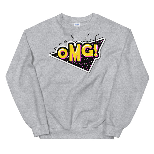 White OMG (Oh My God Slang) Pullover Crewneck Sweatshirt