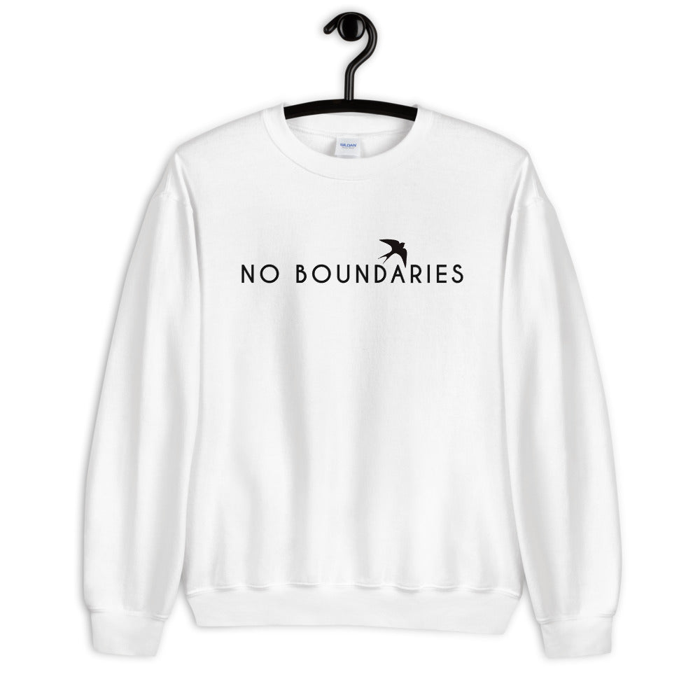 White No Boundaries Motivational Pullover Crew Neck Sweatshirt