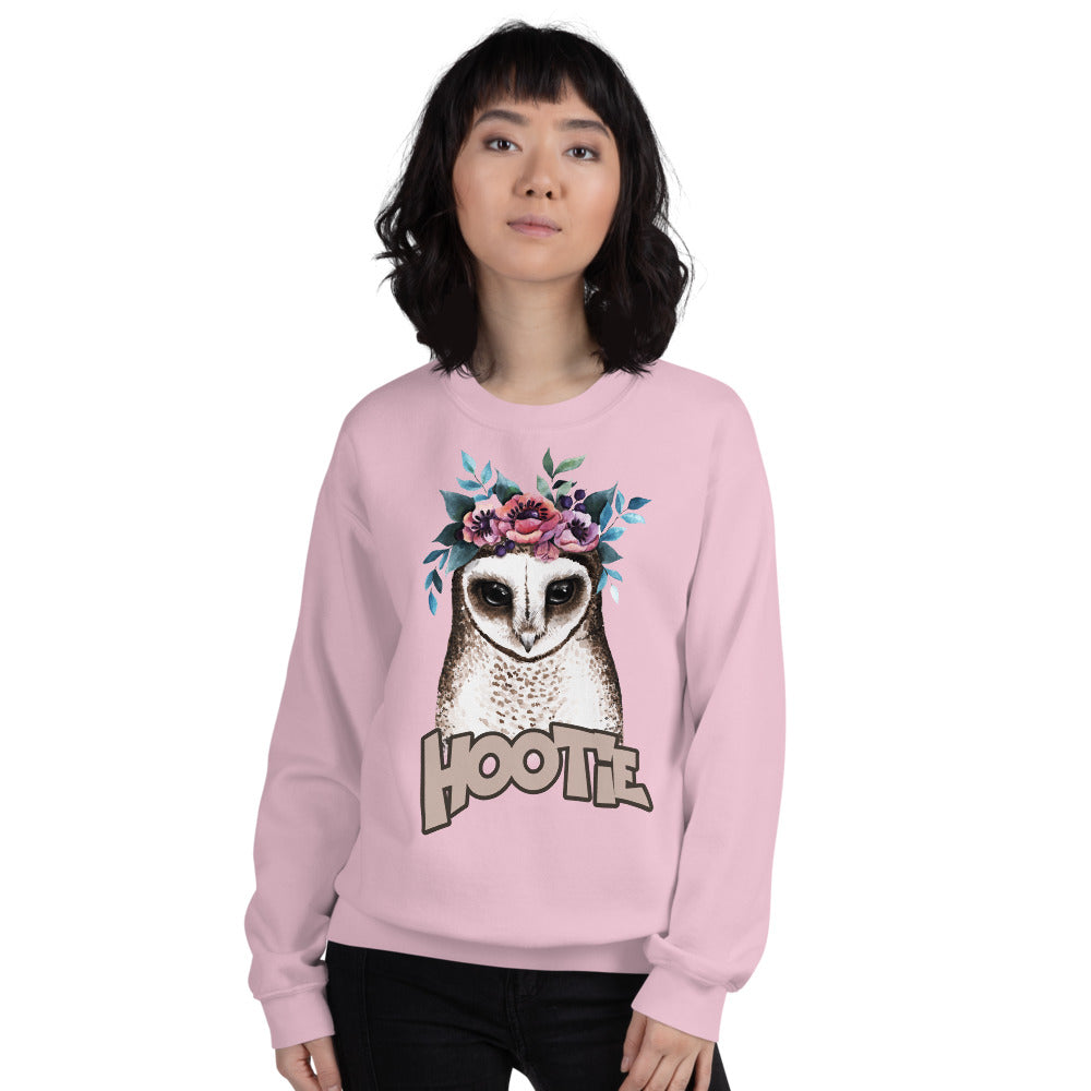 Pink Owl Hootie Pullover Crewneck Sweatshirt for Women