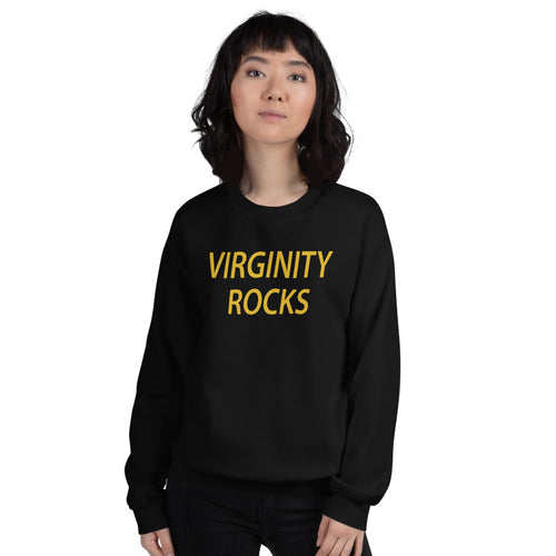 Black Virginity Rocks Sweatshirt Pullover Crewneck for Women