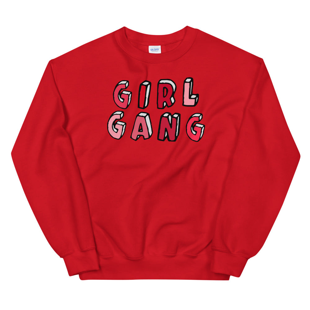 Red Girl Gang Pullover Crewneck Sweatshirt for Women