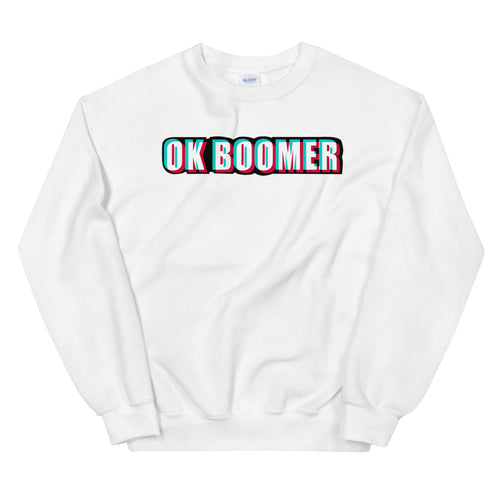 White Ok Boomer Pullover Crewneck Sweatshirt for Women