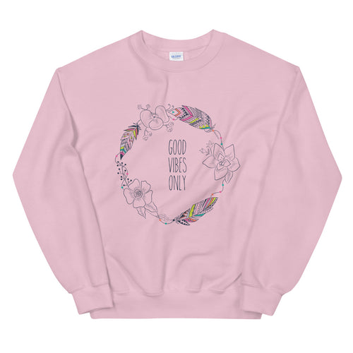 Good Vibes Only Sweatshirt | Pink Boho Style Sweatshirt for Women