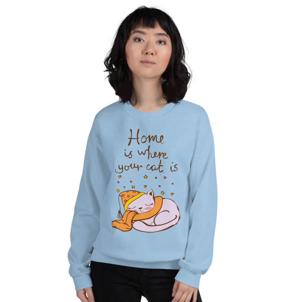 Home is Where Your Cat is Crewneck Sweatshirt for Women