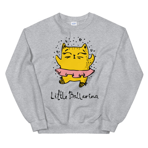 Little Ballerina Cat Cartoon Crewneck Sweatshirt for Women
