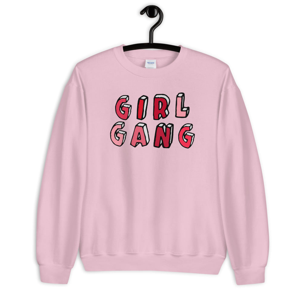 Girl Gang Sweatshirt | Pink Girl Gang Pullover Crewneck Sweatshirt for Women