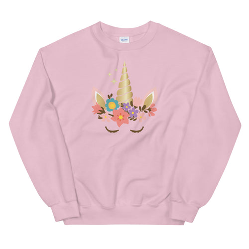 Unicorn Sweatshirt | Pink Cute Unicorn Pullover Crewneck for Women