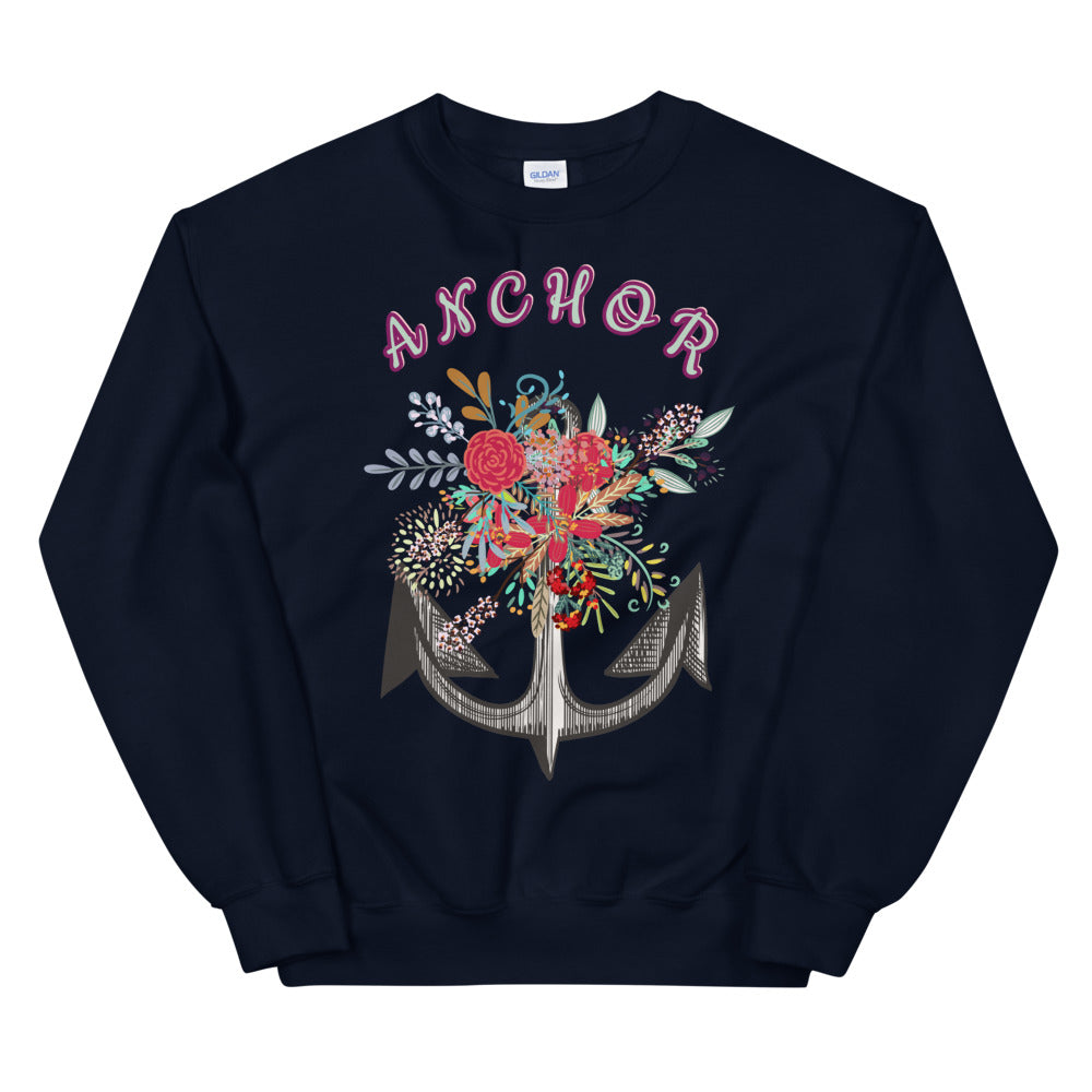 Sea Anchor Flowers Crewneck Sweatshirt for Women
