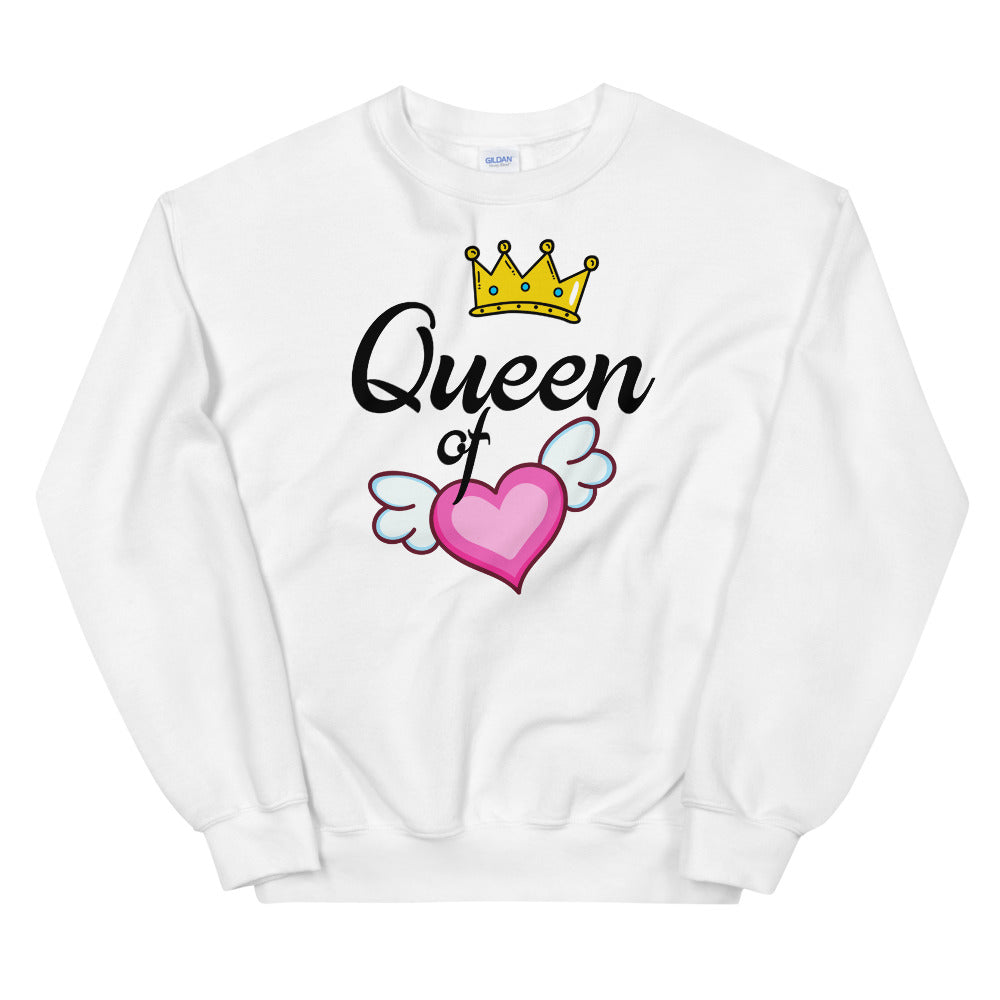 Queen of Heart Sweatshirt in White Color for Women