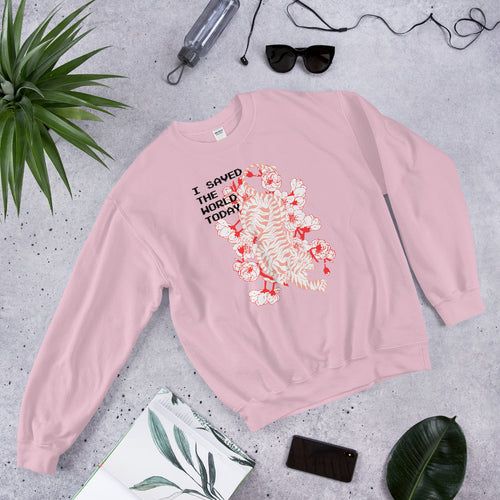 I Saved The World Today Tiger Crewneck Sweatshirt for Women