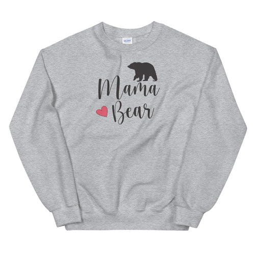 Grey Mama Bear Pullover Crewneck Sweatshirt for Women