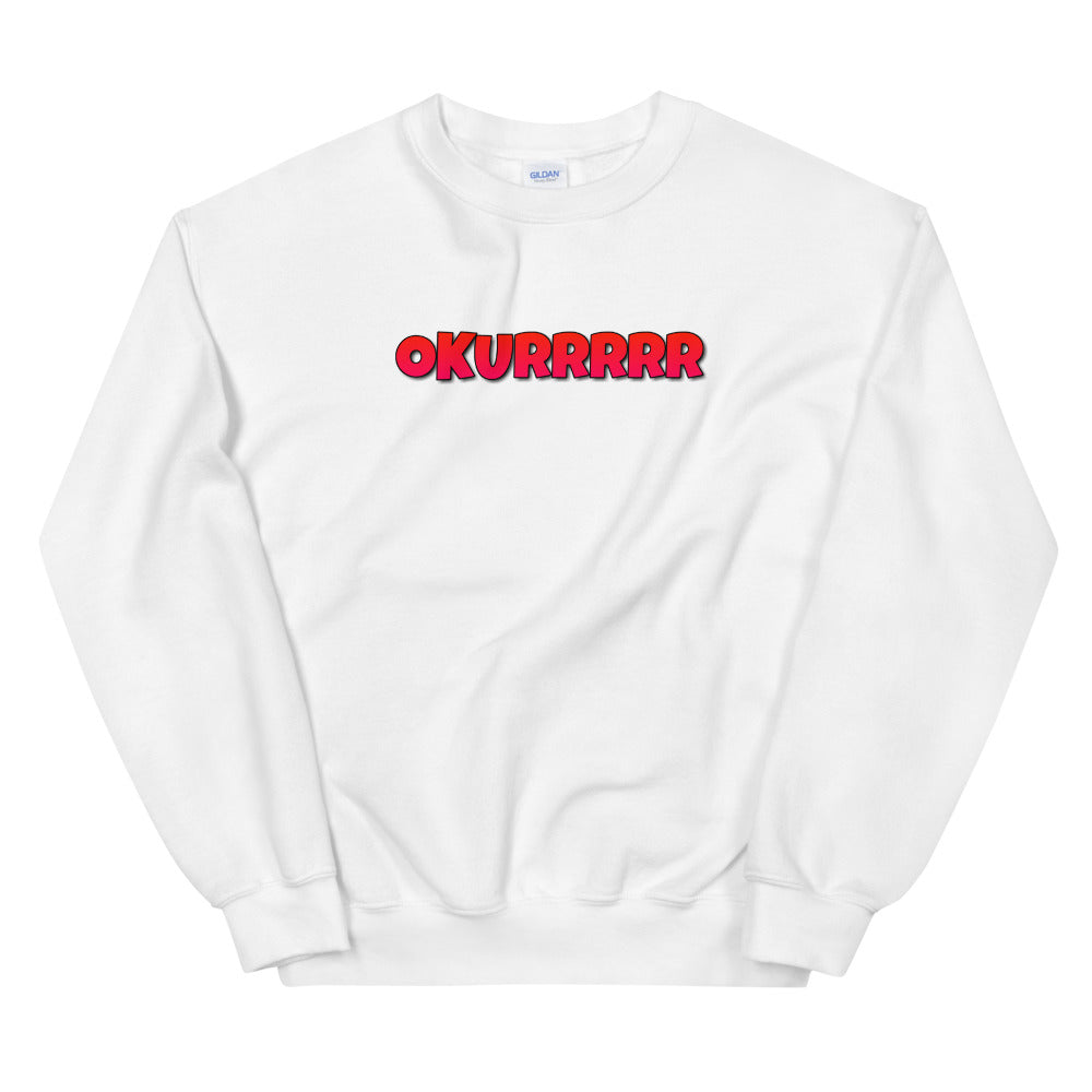 White Okurrr Cardi B Meme Pullover Crewneck Sweatshirt for Women