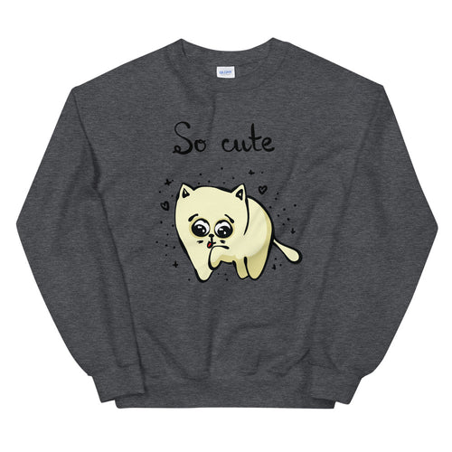 So Cute Cat Drawing Crewneck Sweatshirt for Women