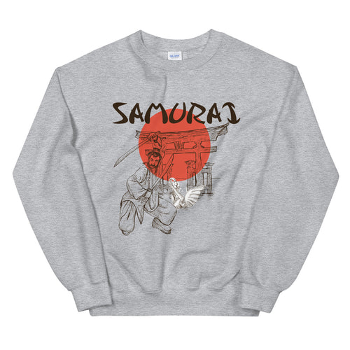 Japanese Red Moon Samurai Crewneck Sweatshirt for Women