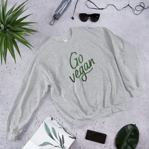 Go Vegan Sweatshirt | Go Vegan Slogan Pullover Crewneck for Women