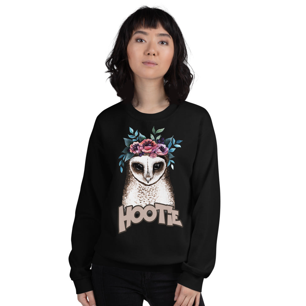 Black Owl Hootie Pullover Crewneck Sweatshirt for Women