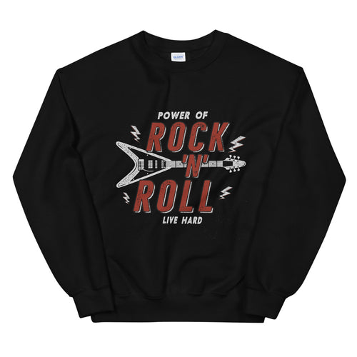 Power of Rock n Roll Live Hard Vintage Crewneck Sweatshirt
