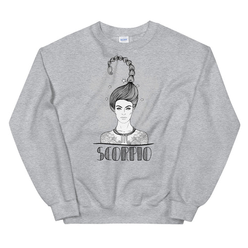 Grey Scorpio Astrology Pullover Crewneck Sweatshirt for Women