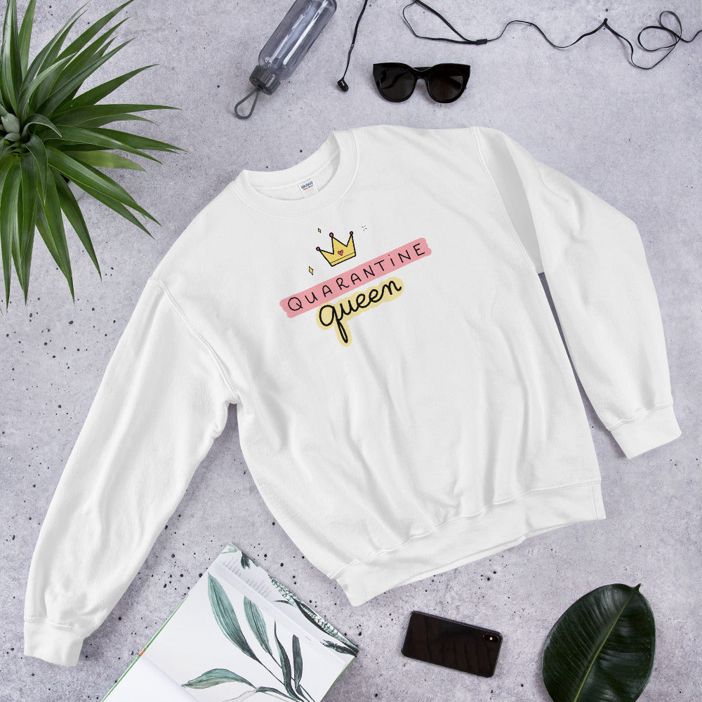 Quarantine Queen Sweatshirt | White Queen Sweatshirt for Women
