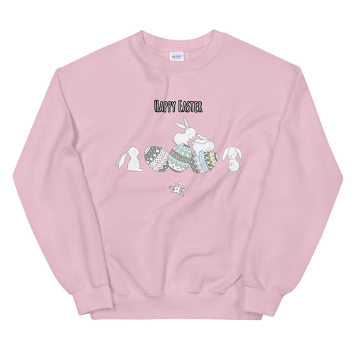 Happy Easter Bunny with Easter Eggs Crewneck Sweatshirt