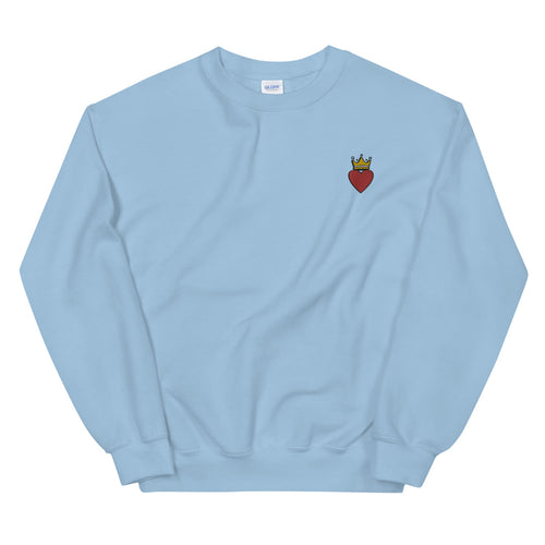 Queen of Hearts Women's Embroidered Pullover Crewneck Sweatshirt