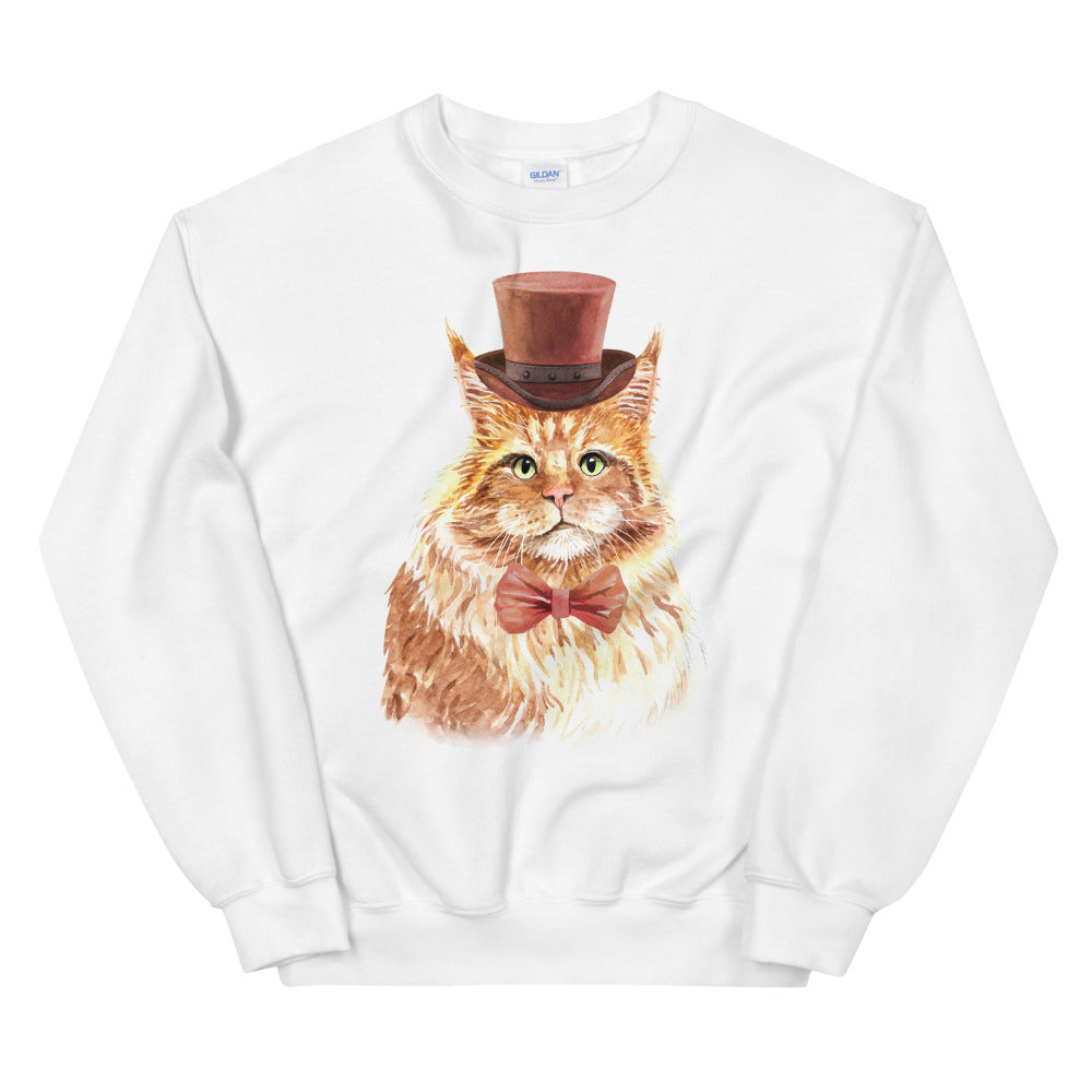 Cat with Bow Tie Crewneck Sweatshirt for Women
