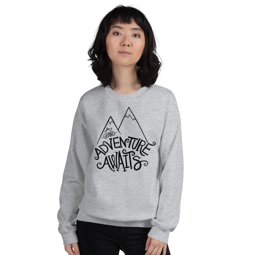 A Grand Adventure Awaits Sweatshirt | Grey Crewneck Sweatshirt for Women