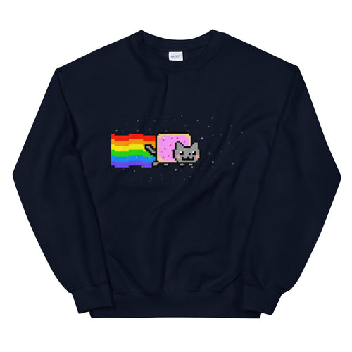 Flying Nyan Cat Pixel Art Meme Crewneck Sweatshirt