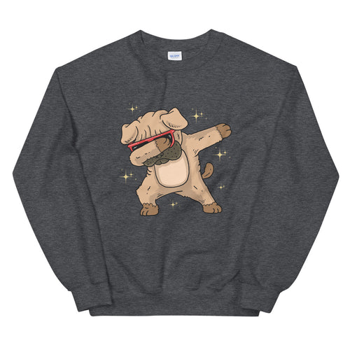 Dabbing Pug Sweatshirt | Funny Dabbing Dog Crewneck for Women