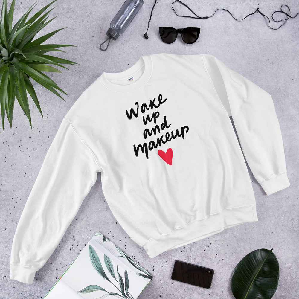 Wake Up and Makeup Sweatshirt in White Color
